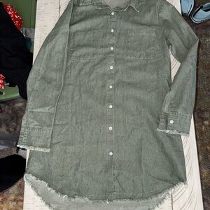 Green Button-Up Shirt Dress
